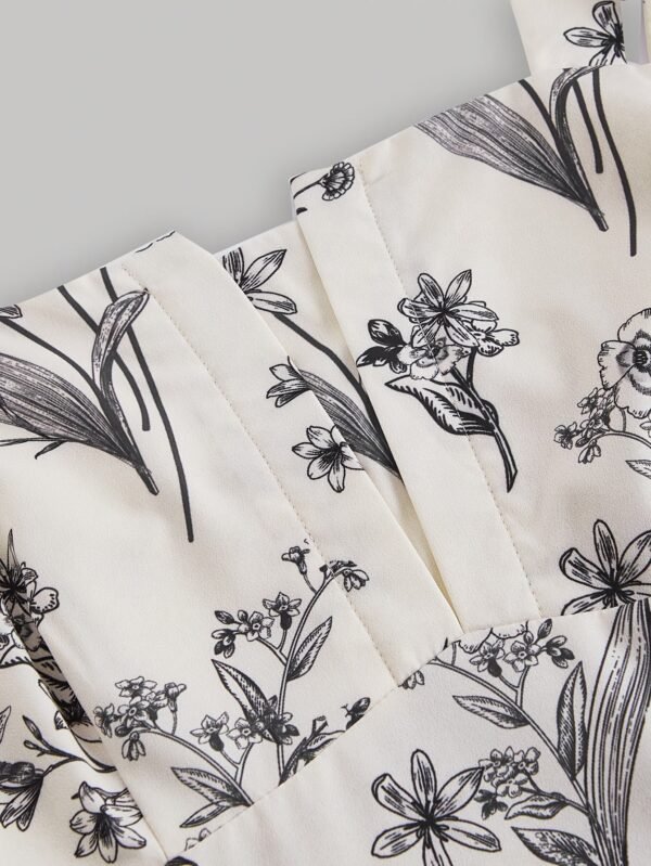 Plus Size Floral Print Cinched Waist Tank Dress, Boho Shirred Back Sleeveless Square Neck Swing Dress For Spring & Summer, Women's Plus Size Clothing