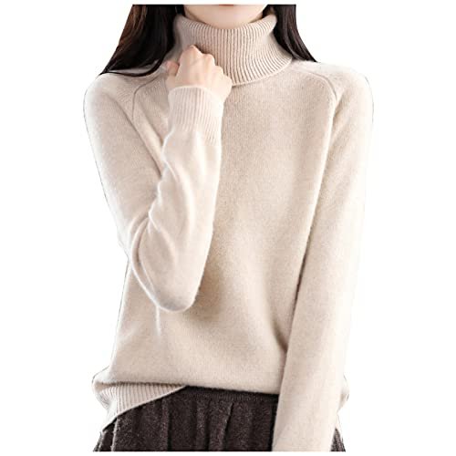 41hDg8wz1FL.jpg Womens Turtlenck Sweaters Solid Color Thermal Classic Knitwear for Women Fall Winter Leisure Undershirts Sweaters