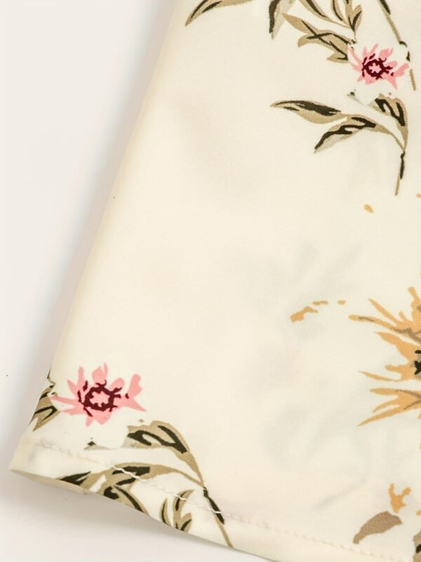 Floral Print A-line Dress, Elegant Crew Neck Half Sleeve Dress For Spring & Summer, Women's Clothing