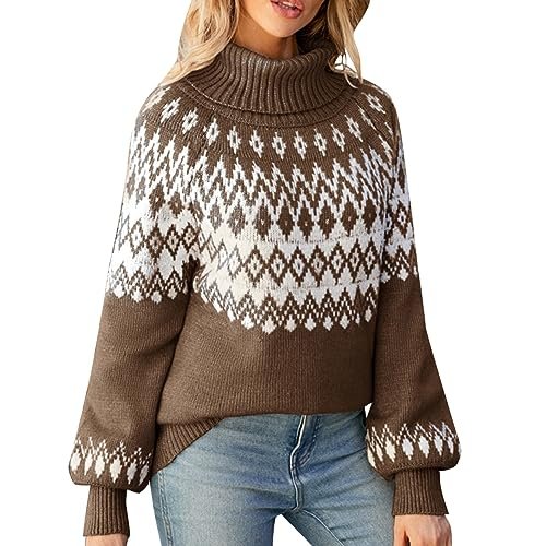 519XLJtmCVL.jpg Turtleneck Batwing Sleeves Knitted Sweaters for Women Crochet Retro Baggy Soft Cozy Short Sweater
