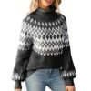 51Q0wOvgnHL.jpg Turtleneck Batwing Sleeves Knitted Sweaters for Women Crochet Retro Baggy Soft Cozy Short Sweater