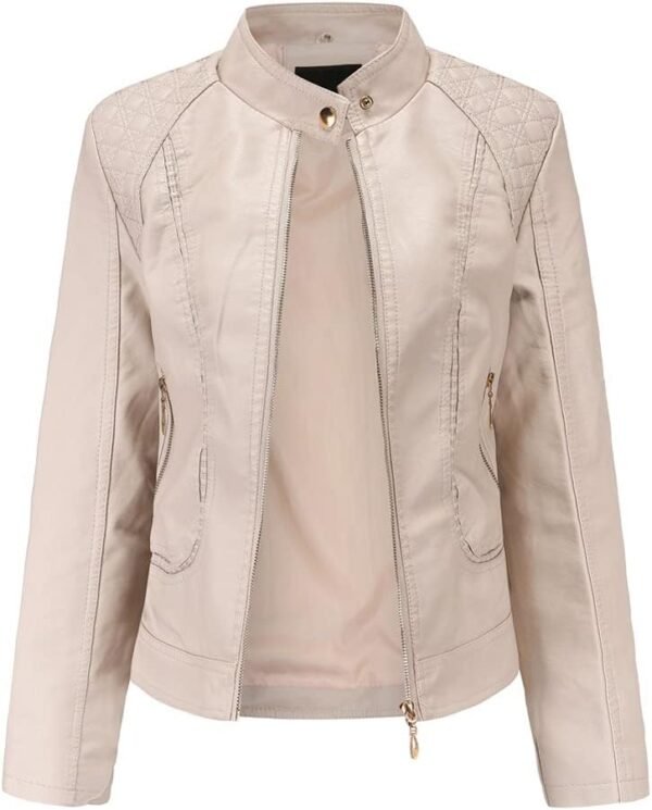 Women's Trendy Faux Leather Jacket Moto Short Jacket Fashion PU Jacket Coat