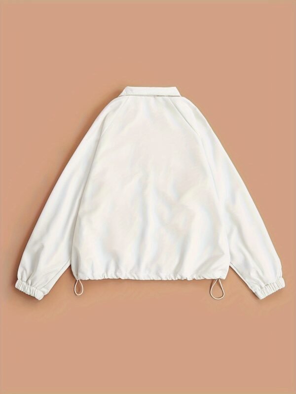 5b653c4ff2de4bfac66a1d756ec61ca4-1.jpg Solid Zip Up Jacket, Casual Long Sleeve Windproof Daily Outerwear With Bag, Women's Clothing