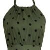 Polka Dot Print Halter Neck Dress, Vacation Style Sleeveless Pleated Maxi Dress For Spring & Summer, Women's Clothing