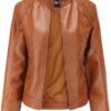 Women's Trendy Faux Leather Jacket Moto Short Jacket Fashion PU Jacket Coat