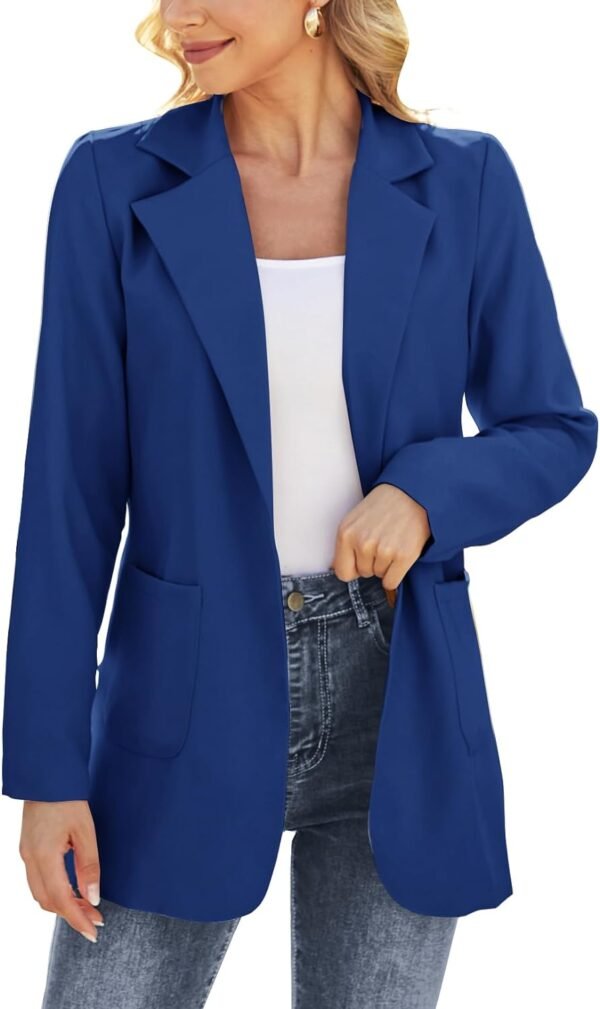 61wU9Ps-TeL._AC_SL1500-1.jpg Women Open Front Blazers Long Sleeve Casual OL Office Slim Buttonless Suit Jacket with Pockets