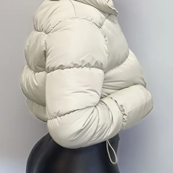 Zipper Warm Puffer Jackets For Winter Hiking Ski, Solid Color Crop Puffer Coat, Women's Clothing for Koningsdag/King's Day