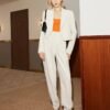 Solid Color Two-piece Suit Set, Open Front Lapel Crop Blazer & Loose Pants Outfits, Women's Clothing