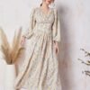 Floral Print V Neck Dress, Elegant Long Sleeve Dress For Spring & Summer, Women's Clothing