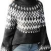717j7yfxebL._AC_SL1500.jpg Turtleneck Batwing Sleeves Knitted Sweaters for Women Crochet Retro Baggy Soft Cozy Short Sweater