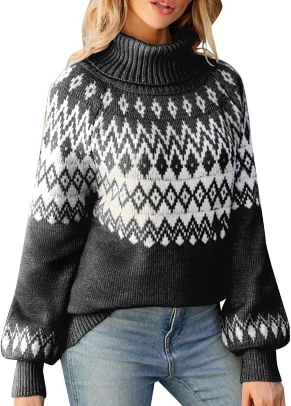 717j7yfxebL._AC_SL1500.jpg Turtleneck Batwing Sleeves Knitted Sweaters for Women Crochet Retro Baggy Soft Cozy Short Sweater