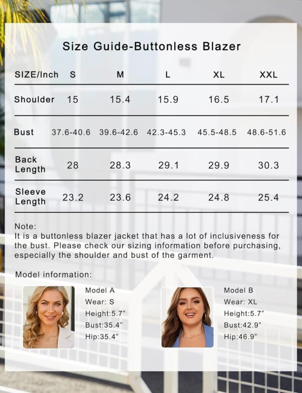 71H4qUQoPKL._AC_SL1500-1.jpg Women Open Front Blazers Long Sleeve Casual OL Office Slim Buttonless Suit Jacket with Pockets