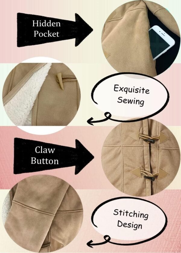 71U7ICIb8AL._AC_SL1400.jpg Windproof Sherpa Lined Outerwear for Women Winter, Fashion Fleece Hooded Overcoat with Pockets, Warm and Thicken Parka Jacket