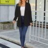 71eVst0Y0ZL._AC_SL1500-1.jpg Women Open Front Blazers Long Sleeve Casual OL Office Slim Buttonless Suit Jacket with Pockets