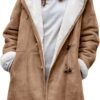 71j58ohEScL._AC_SL1500.jpg Windproof Sherpa Lined Outerwear for Women Winter, Fashion Fleece Hooded Overcoat with Pockets, Warm and Thicken Parka Jacket
