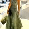 Polka Dot Print Halter Neck Dress, Vacation Style Sleeveless Pleated Maxi Dress For Spring & Summer, Women's Clothing