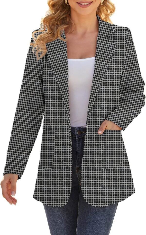 81fCDVfphmL._AC_SL1500-1.jpg Women Open Front Blazers Long Sleeve Casual OL Office Slim Buttonless Suit Jacket with Pockets