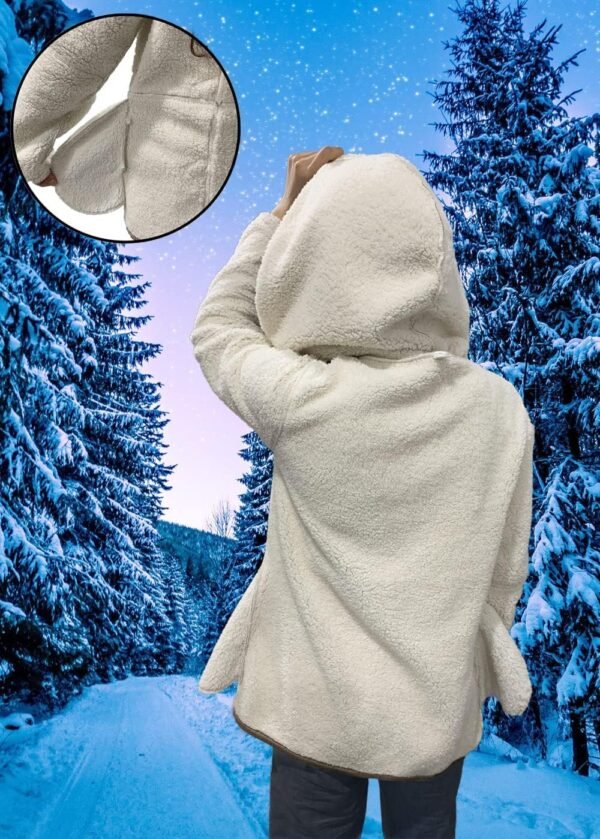 81luMUDYJUL._AC_SL1399.jpg Windproof Sherpa Lined Outerwear for Women Winter, Fashion Fleece Hooded Overcoat with Pockets, Warm and Thicken Parka Jacket