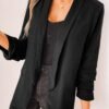 Solid Lapel Blazer Jacket, Casual Long Sleeve Office Work Outerwear, Women's Clothing