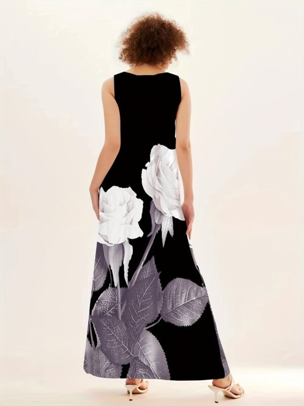 f5aed6a996950600410062e2e37dbb5b_8ddc90e3-8a09-4295-8e2b-8a1c6bf1d428.jpg Floral Print Maxi Dress, Notched Neck Sleeveless Casual Dress For Summer & Spring, Women's Clothing