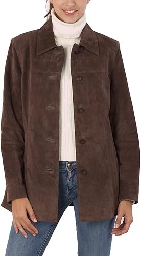 61aRHwy89DL._AC_SY500_ Women Anna Suede Leather Car Coat