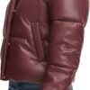 Women's Vegan Leather Quilted Short Puffer Jacket